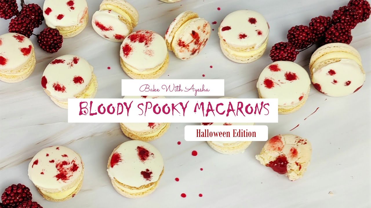 Red Blood SPOOKY Halloween Macarons | Easy French Macaron Recipe For Beginners | Bake With Ayesha