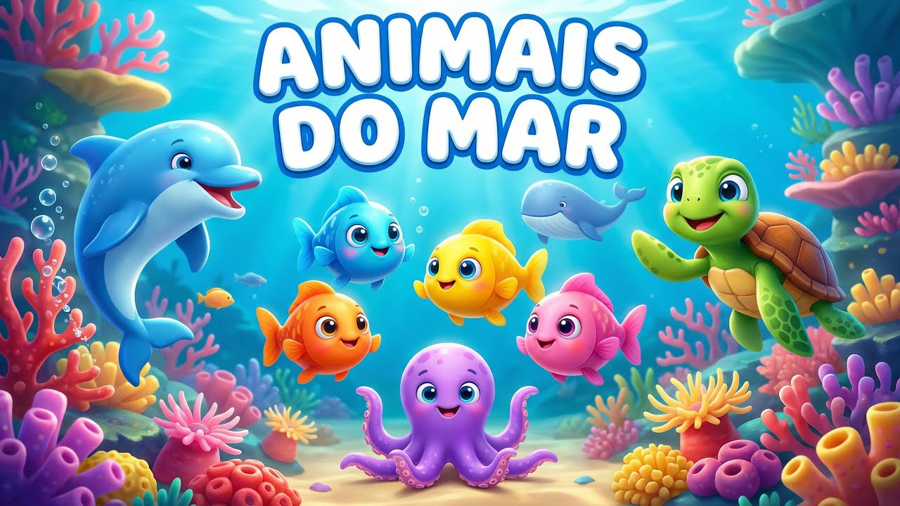Animais do Mar 🐬🐢🐙 | Música Infantil para Dormir e Brincar 🌊✨ | Fundo do Mar Disney Style