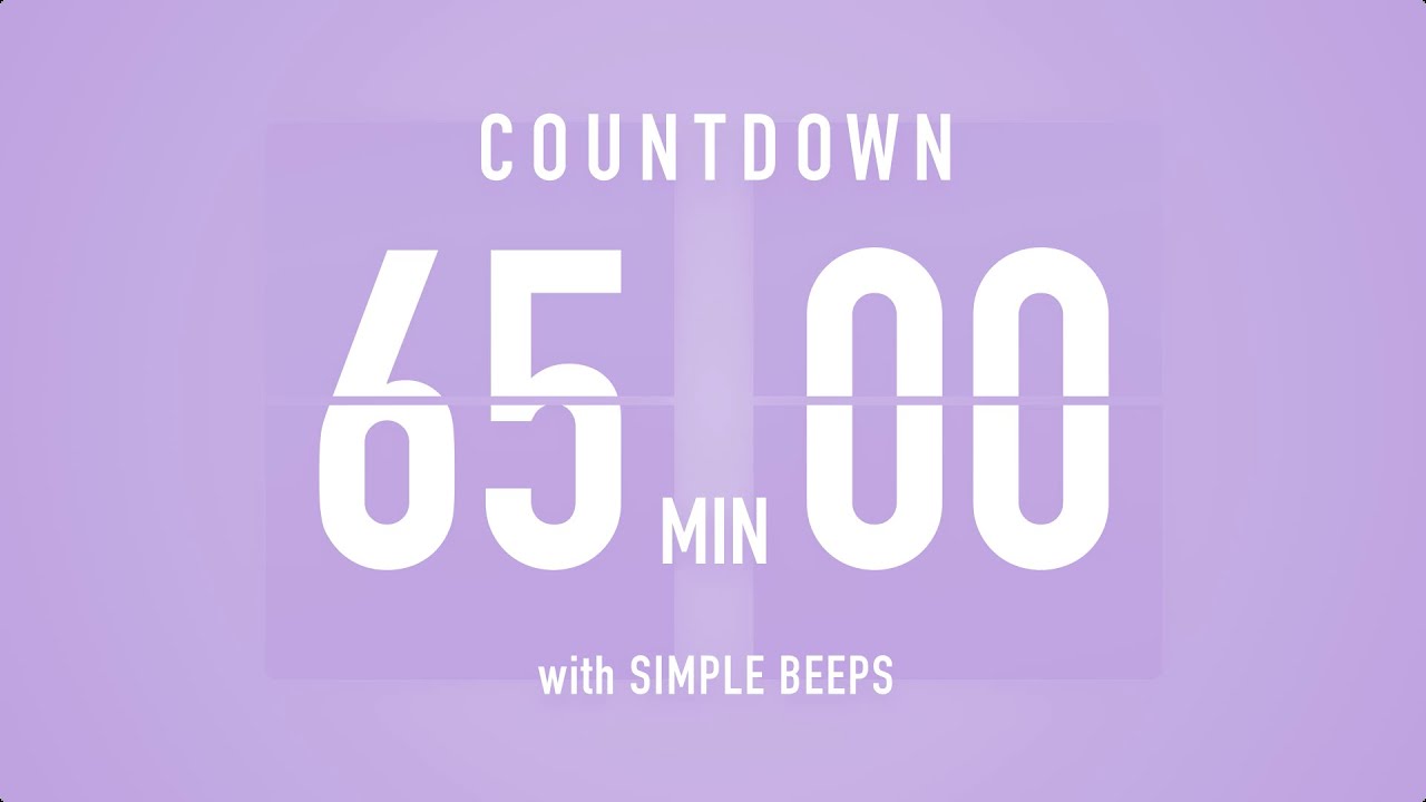 65 Minute Countdown Timer ⏳ Flip Clock with Bell Alerts 💜🔔