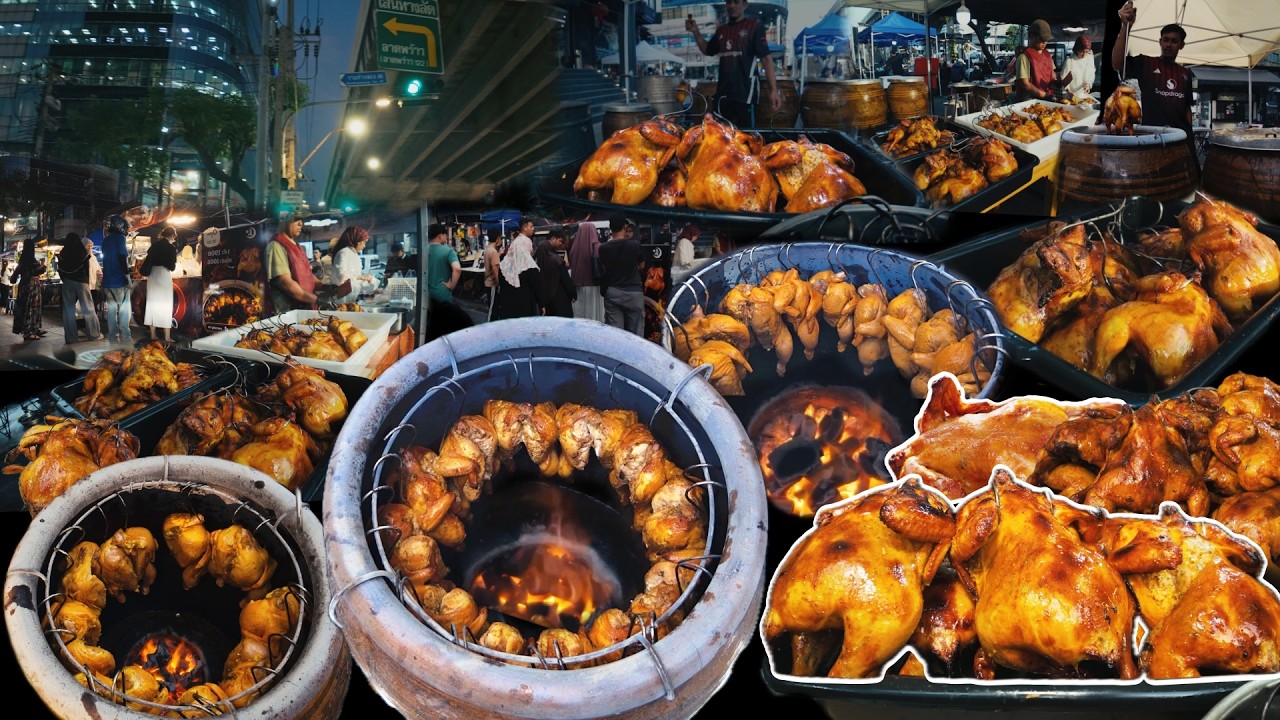 The Most Famous Thai-style Giant Clay Pot Roasted Chicken with Thai Spicy Herbs at Bangkok
