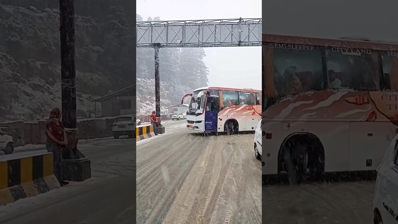 Cityland Travels Volvo B8R during snowfall in Manali #bus #zingbus #volvobushorn #travel #volvobus