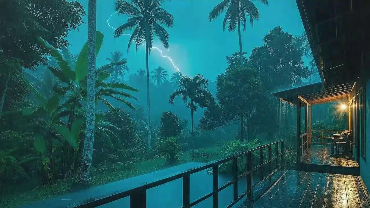 Sleep Faster with Warm Rain Sounds and Rolling Thunder Murmur at Cozy Cabin 🌧️