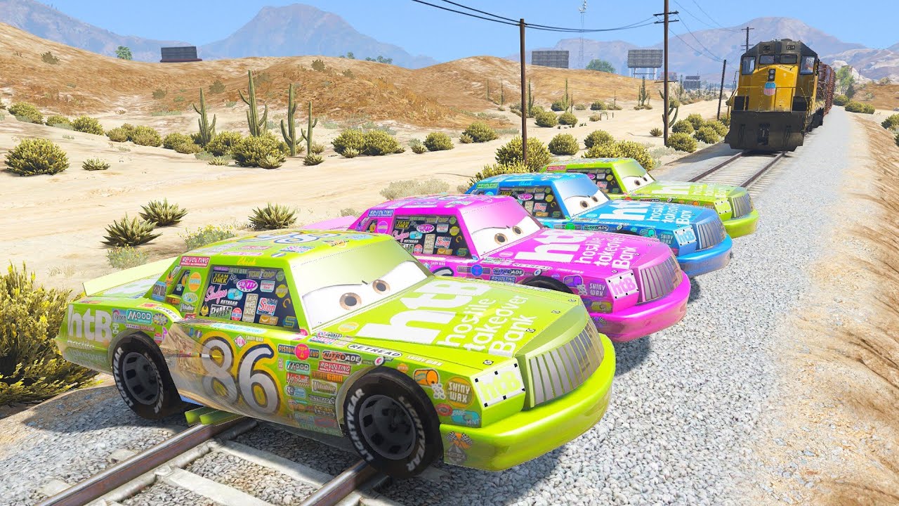 Gta 5 mcqueen cars vs Trains challenges 