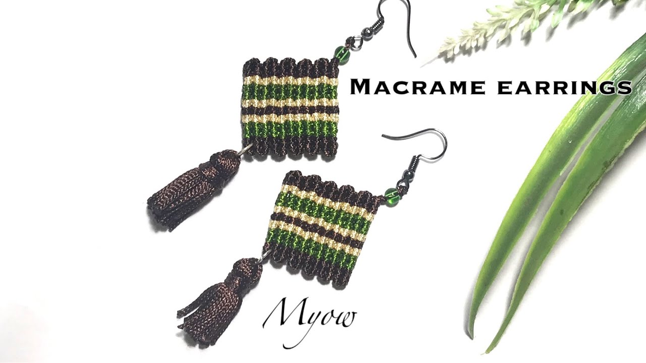 MACRAME EARRINGS | SQUARE EARRINGS WITH TASSEL | MYOW 248
