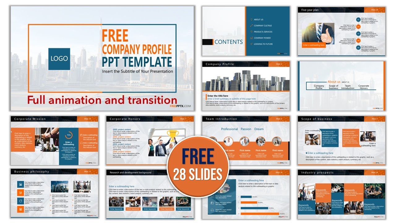 Free Company Profile Template PPT 28 Slide