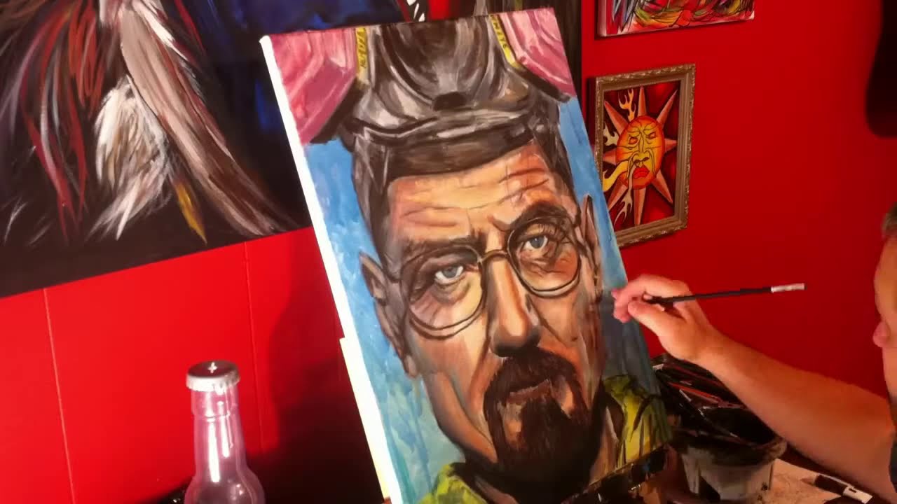 Breaking Bad Fan Art Heisenberg Walter White Acrylic Painting Must WATCH