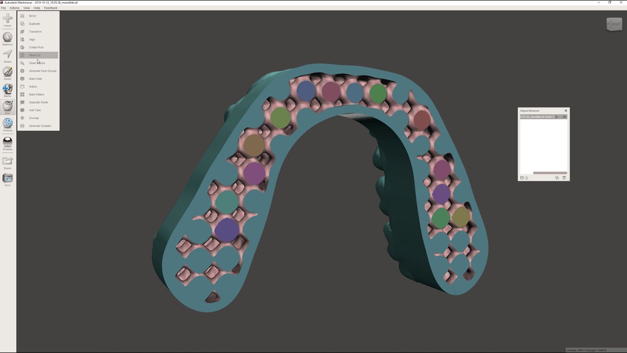 Objekte im Autodesk Meshmixer für einen 3D-Druck mit Hohlkörperstrukturen versehen