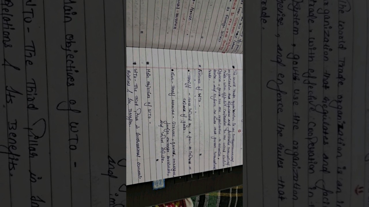 DELHI UNIVERSITY [INTERNATIONAL BUSINESS](Chapter-World Trade Organization) Important Notes 📝