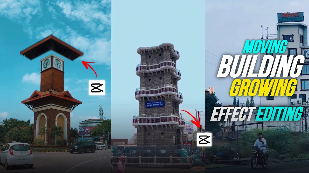 Moving 3D Building Growing Effect In Mobile | Puzzle Transition Video Editing