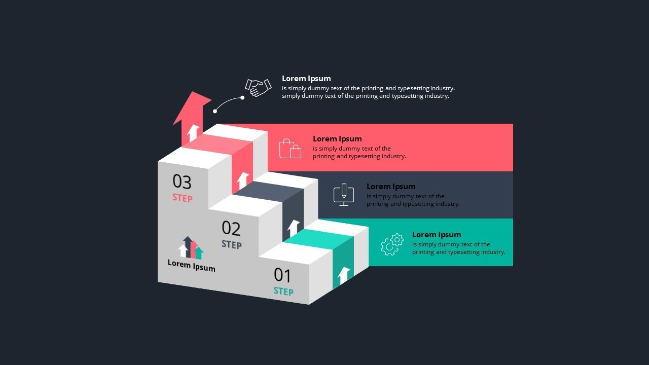 How To Create 3D Stairs In Powerpoint | 3 Step Business Process | 3D Stairs In Powerpoint