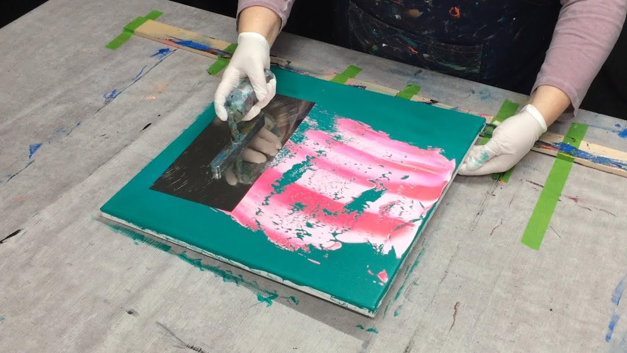 abstrakte Acrylmalerei auf Leinwand - Schichten von Farbe