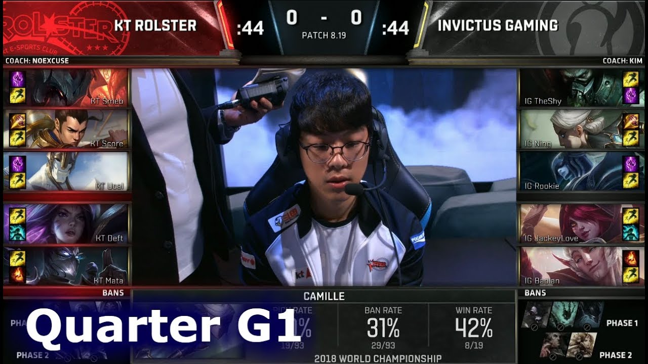KT vs IG Game 1 | Quarter Final S8 LoL Worlds 2018 | KT Rolster vs Invictus Gaming G1