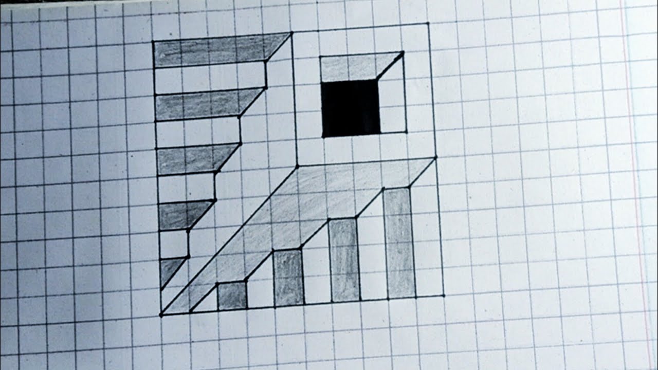3D Geometric Staircase Drawing | Relaxing Pencil Sketch