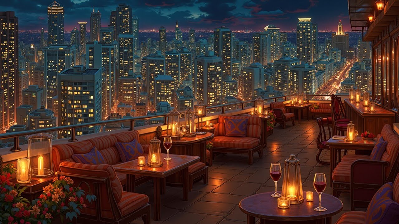 Атмосфера роскошного джаз-бара на крыше | Мягкий саксофонный джаз для вечернего расслабления