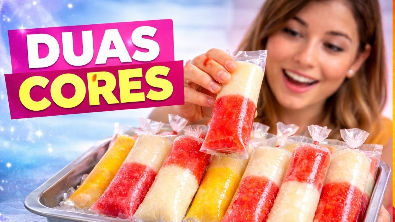 GELADINHO CHUP CHUP SACOLÉ DE MORANGO E LIMÃO AO LEITE  A PASSO  PASSO