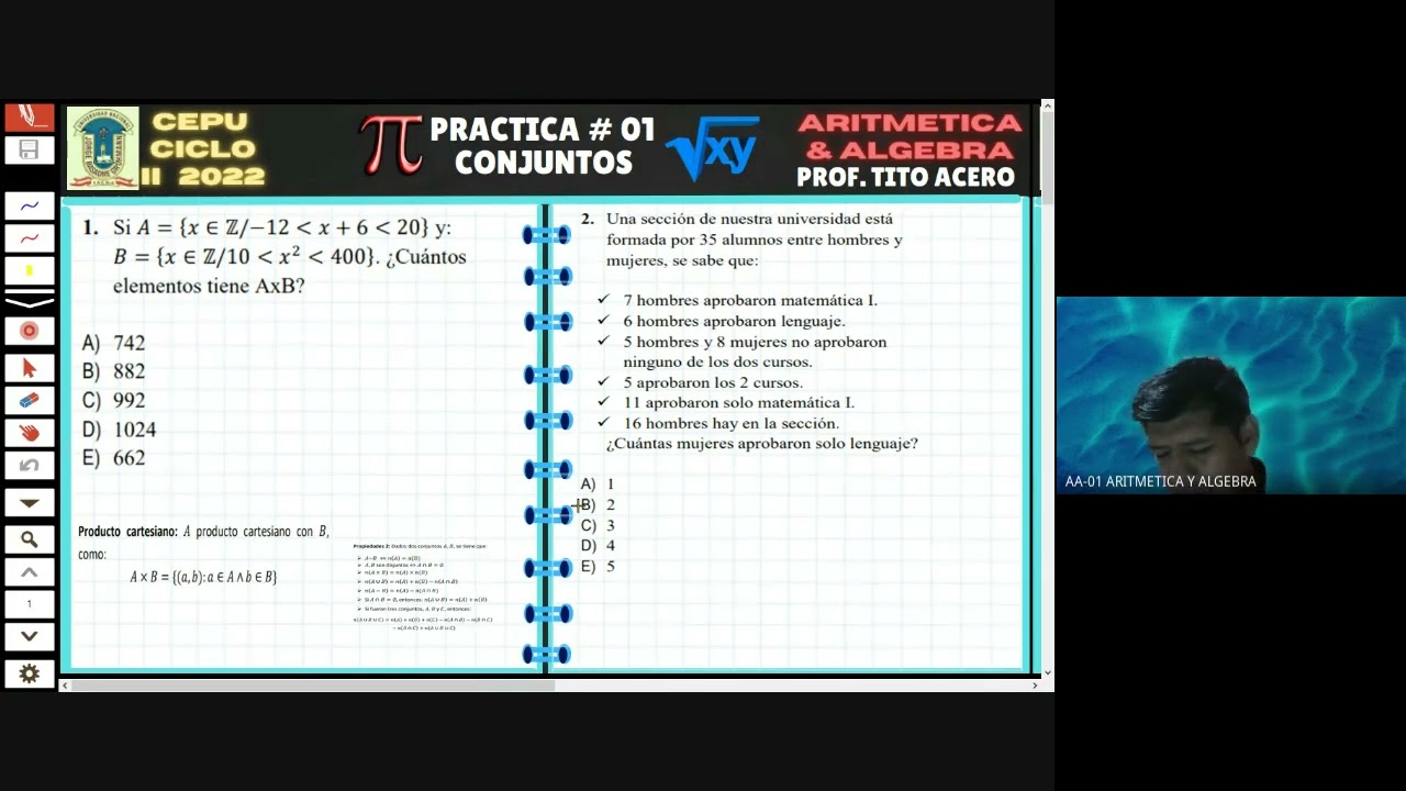 PREGUNTAS TIPO EXAMEN DE ADMISION Y CEPU - TEORIA DE CONJUNTOS