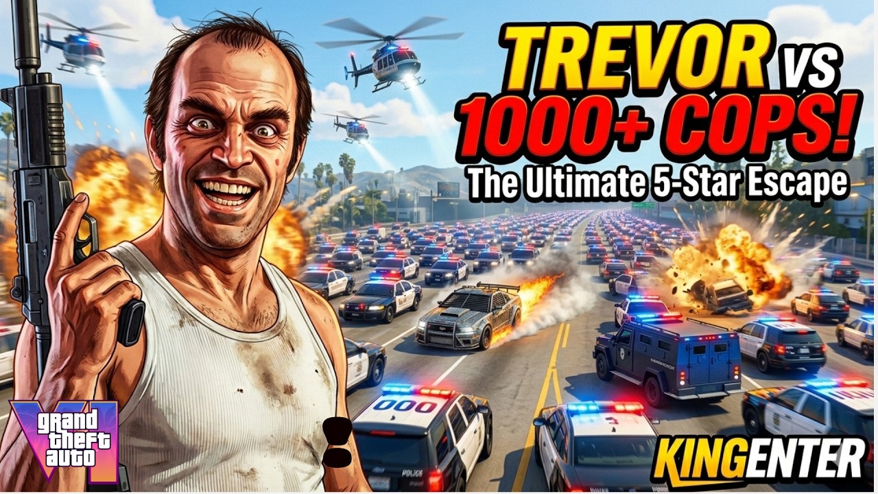 TREVOR vs 1000 COPS! 😱 GTA 5 ka Sabse Khatarnak Chase | KINGENTER #gta5 #gaming #shorts