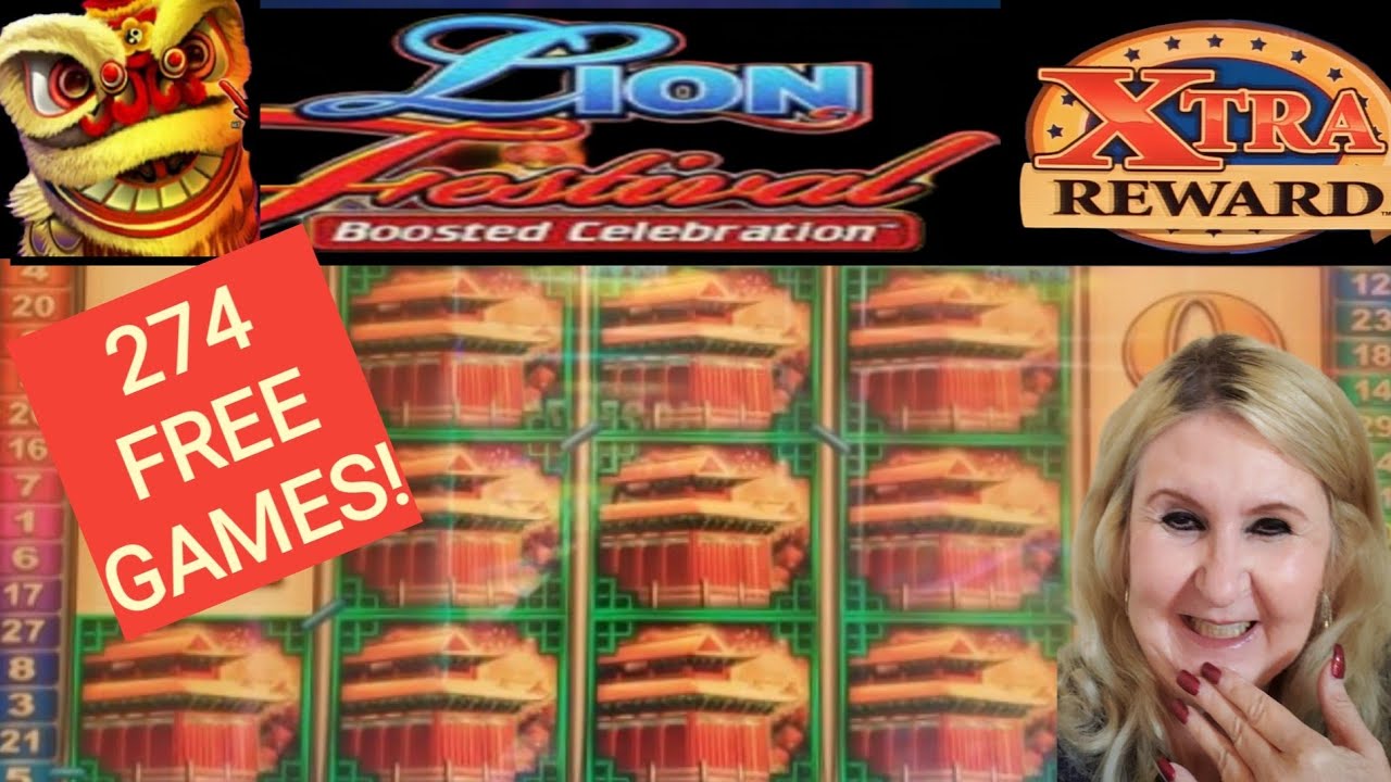 How Much was my Win on this LION FESTIVAL SLOT MACHINE? I GOT 274 FREE GAMES