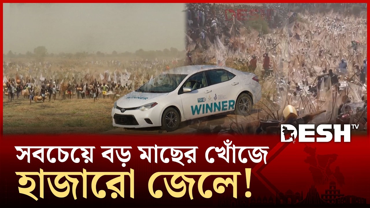 নাইজেরিয়ার নদীতে হাজারো জেলের ঝাঁপ, বিজয়ী পেলেন নতুন গাড়ি | Fishing Festivel | Desh TV