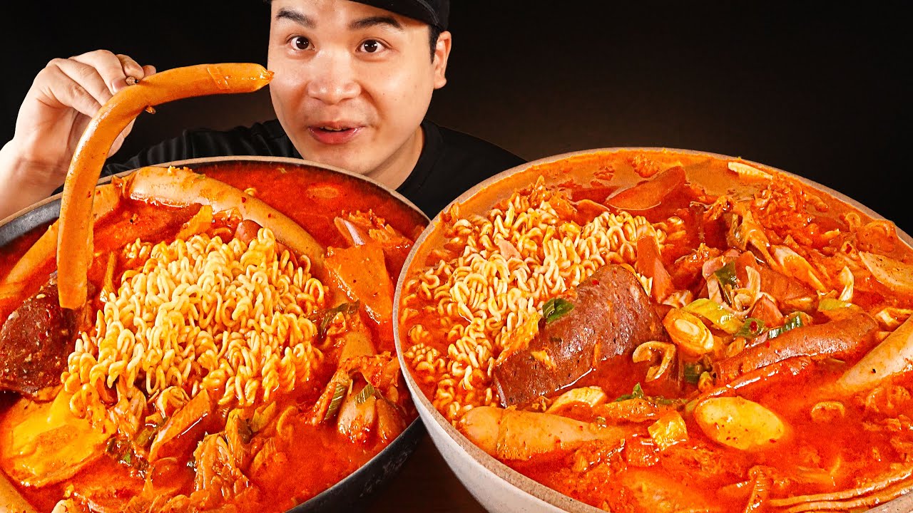 롱쓰 부대찌개 리얼사운드 먹방~!! ASMR social eating Mukbang (Eating Show)