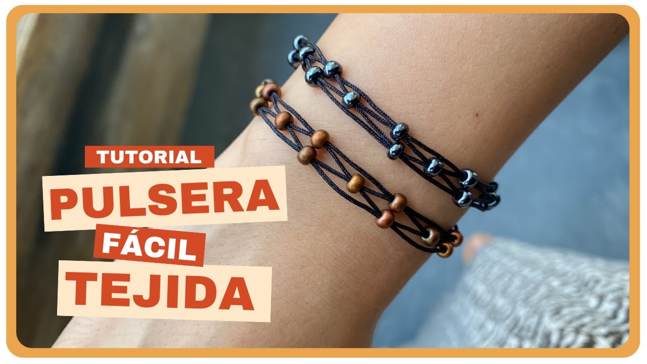 Pulsera fácil de hilo tejida. Nivel principiante.