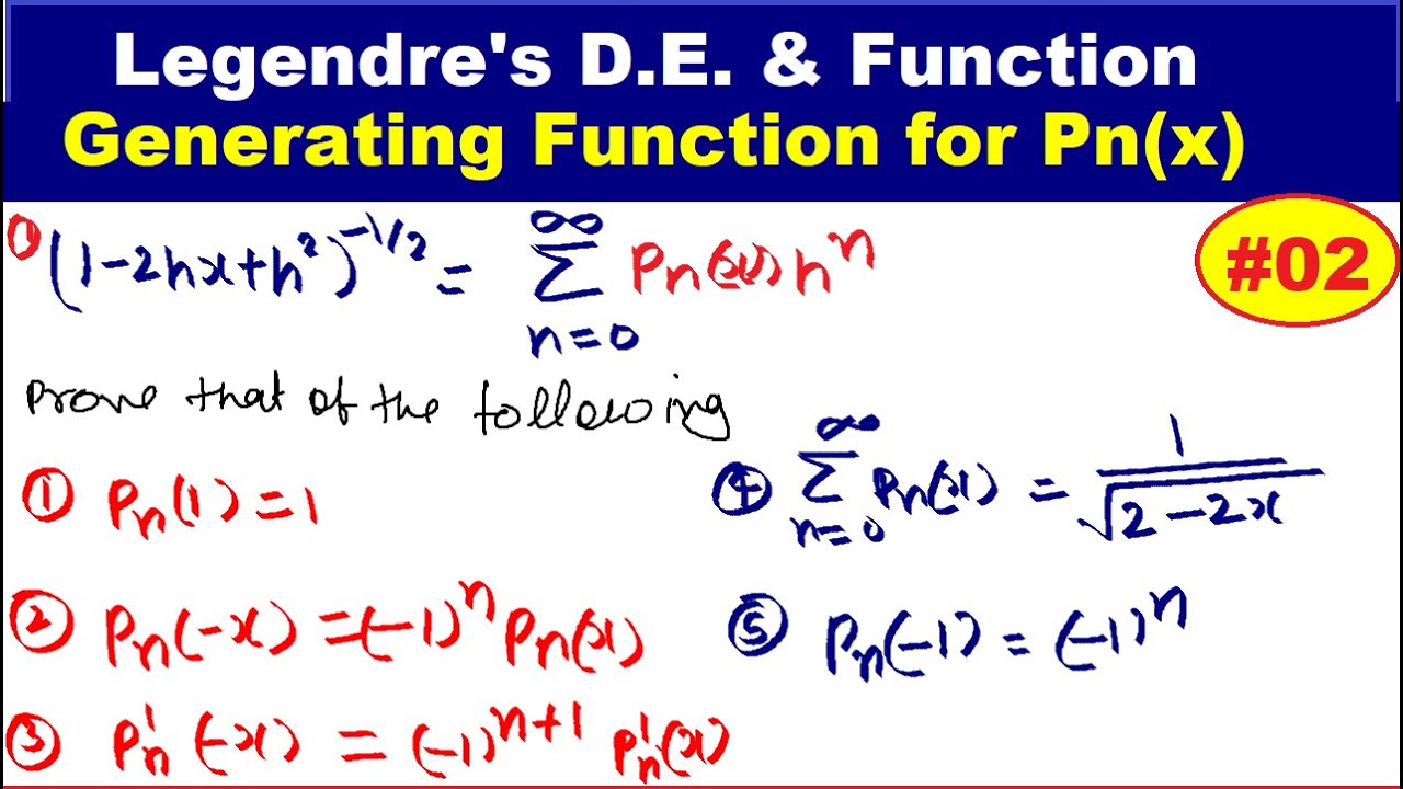#12 Generating function for Legendre  function of first kind  | Legendre's Function