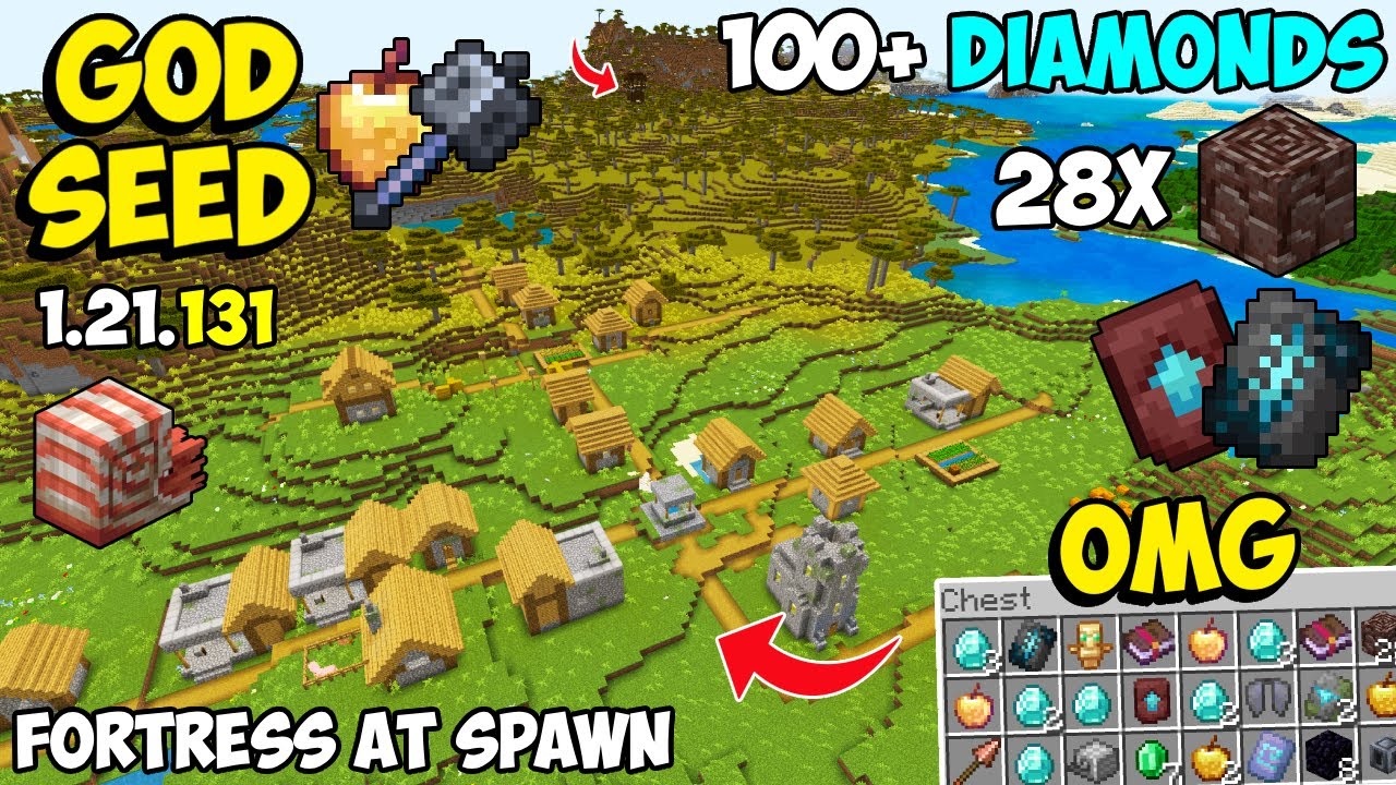 🔥Ultimate [God Seed] For Minecraft 1.21 Bedrock & PE | Four Blacksmith Village Seed Bedrock 1.21.131