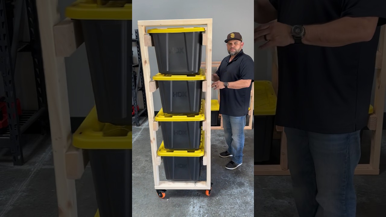 DIY storage tote rack w/measurements #fyp #fy #diy #springcleaning #garage #storage #home #sandiego