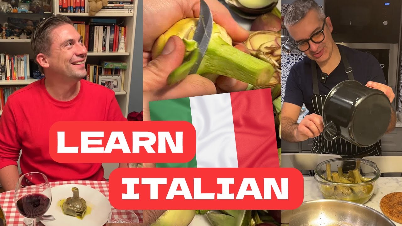 Italian Comprehensible Input | My friend cooks artichoke roman style | Carciofi alla Romana