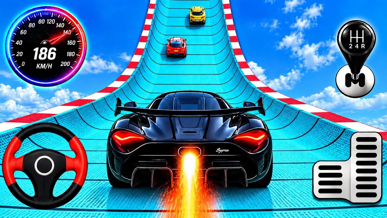 Mega Ramp Car Racing Master Simulator | GT Car Stunts & Impossible Ramp Racing 3D Gameplay