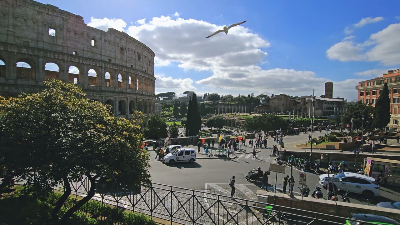 Colosseum on a Sunny Day Rome | Open Window Ambience | 45 Min 4K