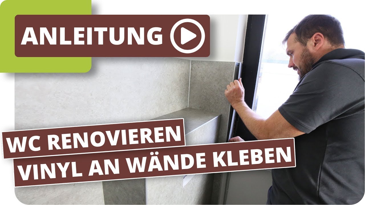 G&auml;ste WC neu gestalten - Vinylboden an W&auml;nde kleben
