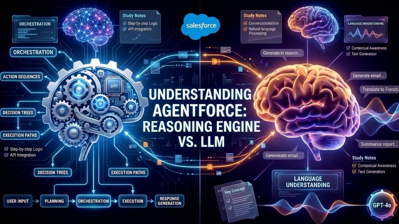 Agentforce Specialist Exam: Reasoning Engine vs LLM (Don&rsquo;t Confuse These)