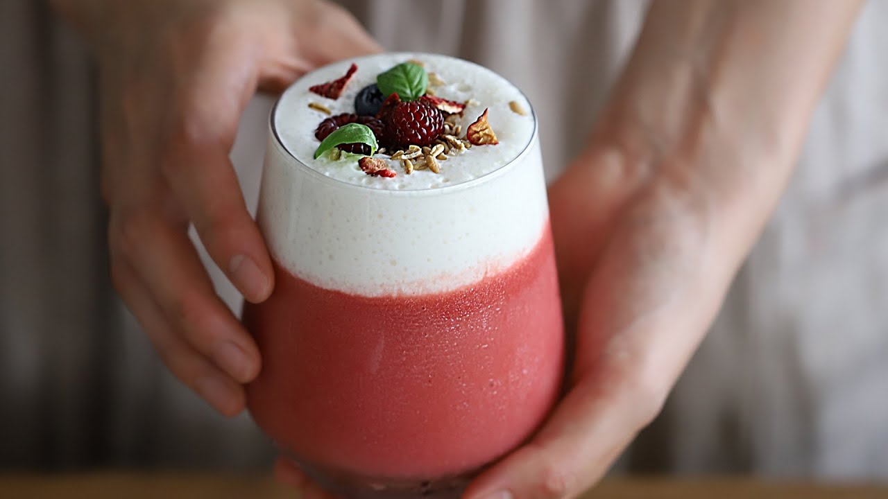 🍹상큼한 비주얼의 주말 브런치, 산딸기 스무디와 오픈 샌드위치(with 테팔) : Raspberry Smoothie with Open Sandwiches [아내의 식탁]