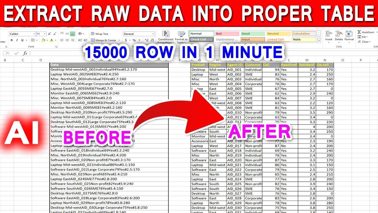 How to Convert Raw Data Into Structure Excel Table 🔥😲 #excel