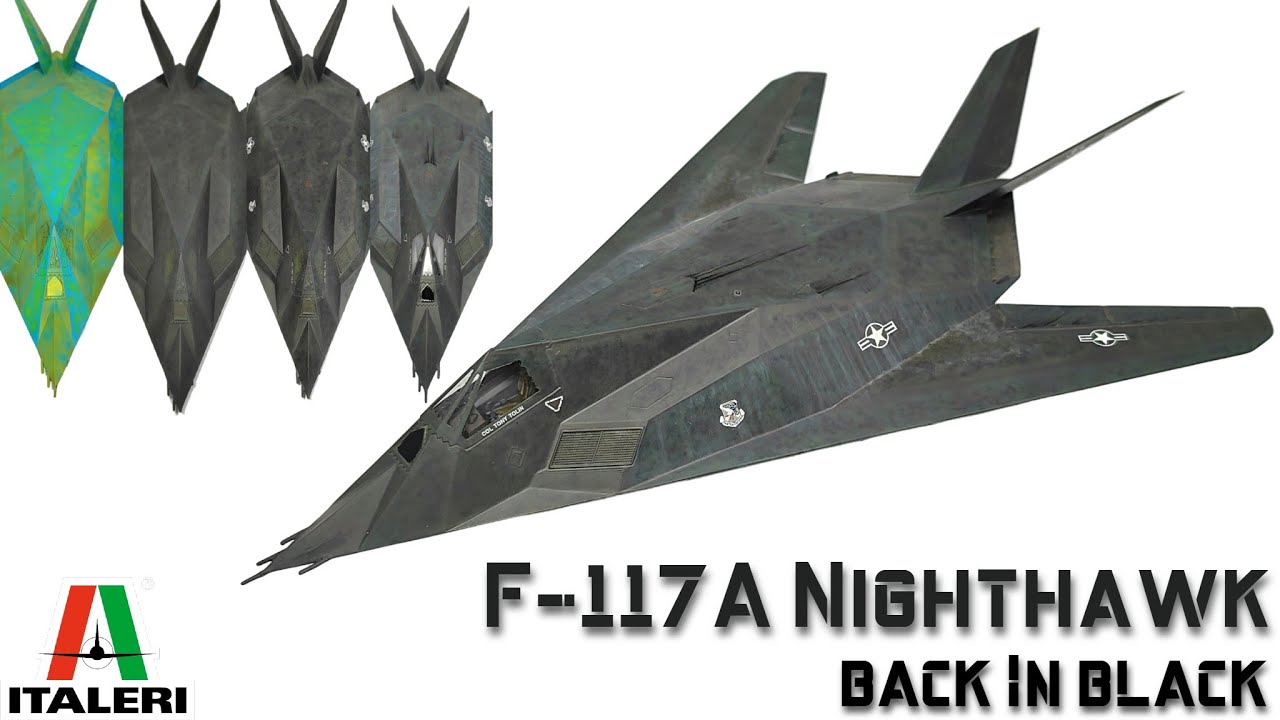F-117A Nighthawk Stealth Aircraft How to Paint Black and Weathering - 1/72 Italeri Scale Model