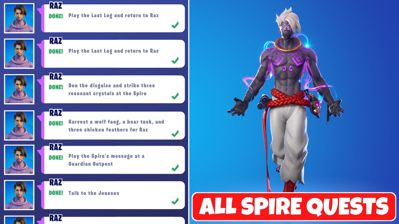 All 10 Spire Quests for Raz in Fortnite Chapter 2 Season 6! (Challenges Guide)