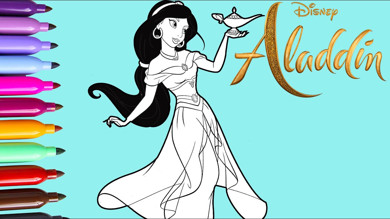 Princess Jasmine Aladdin | Coloring Pages | Coloring Videos for Kids
