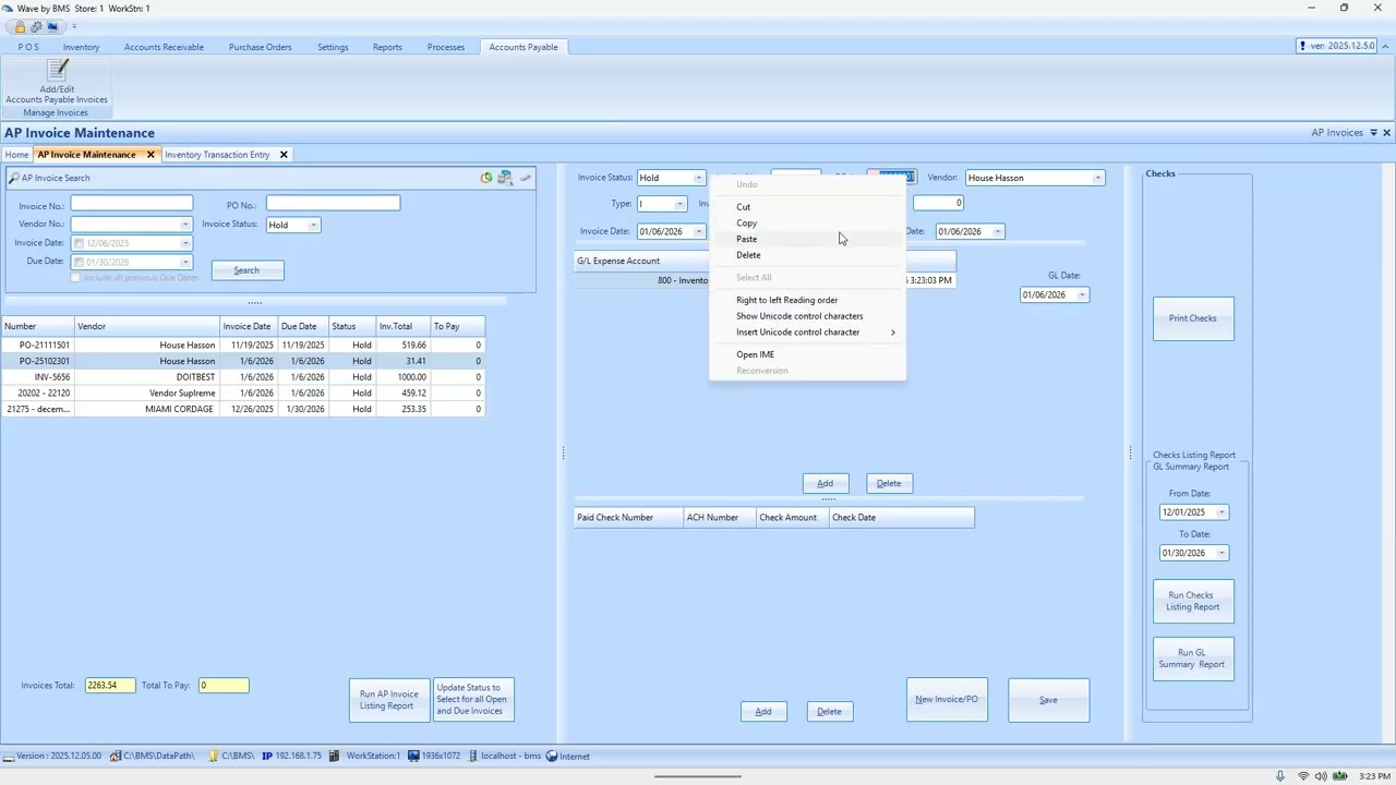Accounts Payable Module in Wave by BMS