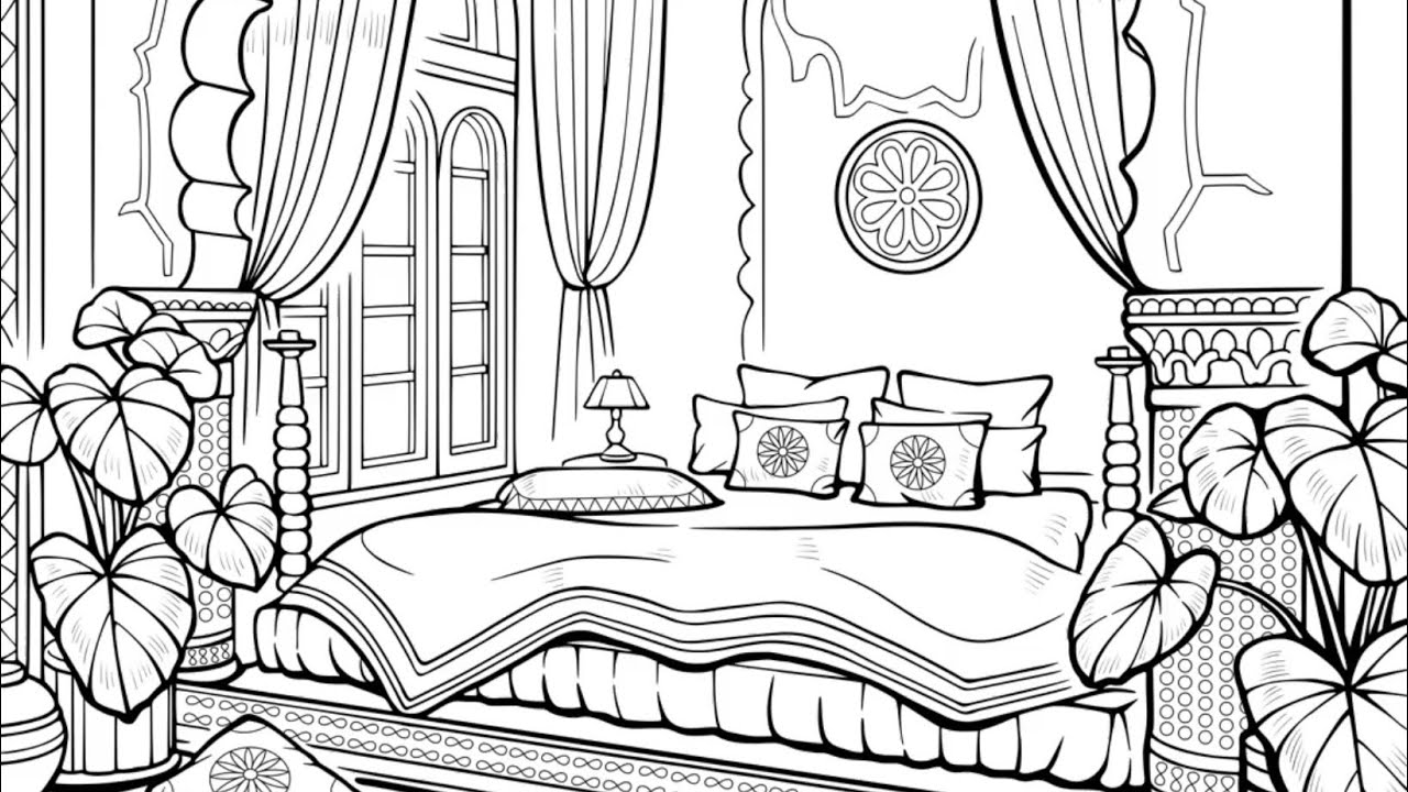 Green Bedroom Arabesque Eastern Decor Decor Interior Design Zen Color #PaintbyNumber #coloringbook