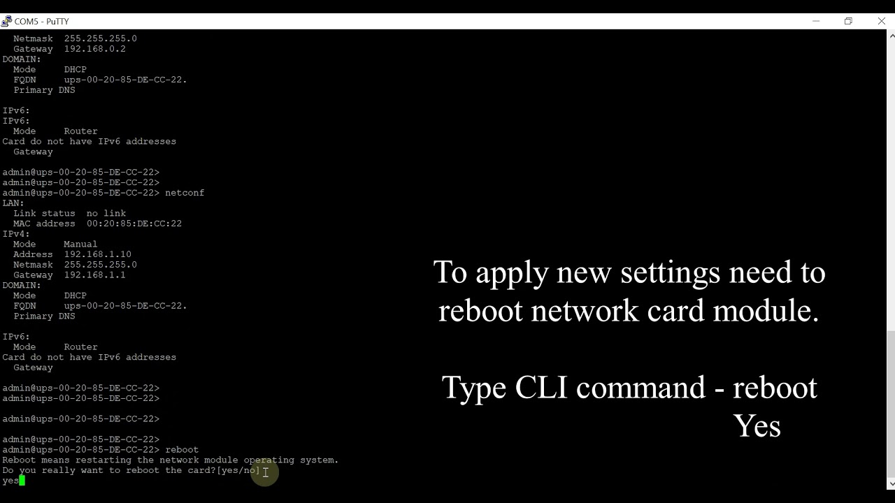 How to change IP address to EATON Gigabit network card for UPS Network-M2