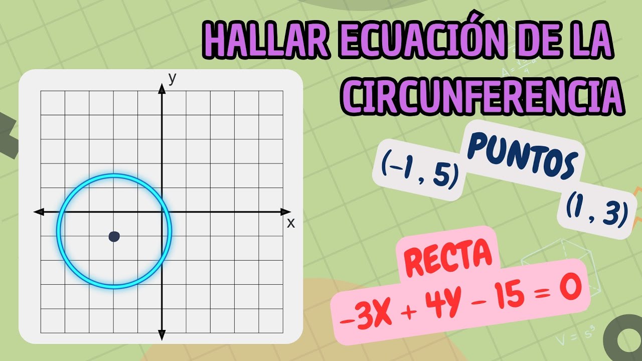 🔵 Hallar la ECUACIÓN de la CIRCUNFERENCIA: dados 2 PUNTOS y la RECTA que pasa por el centro ❌📐