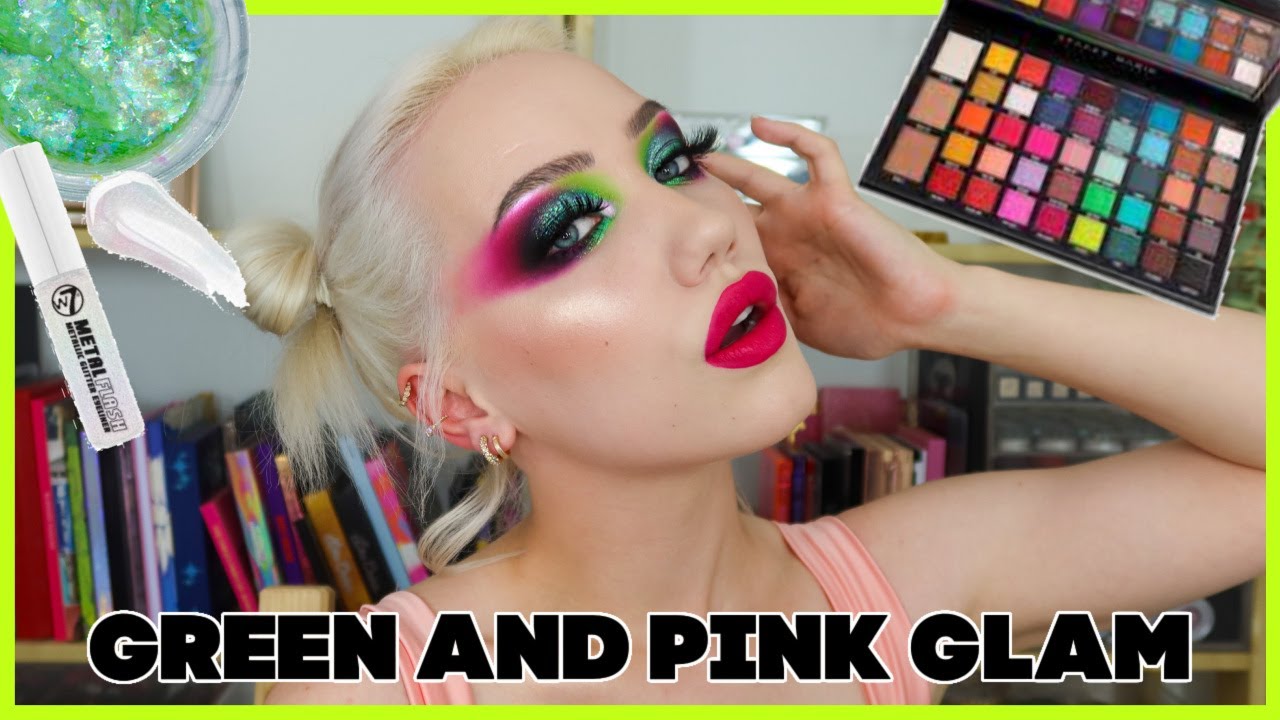 PINK AND GREEN SPARKLY GLAM USING CARNIVAL XL PRO | MAKEMEUPMISSA