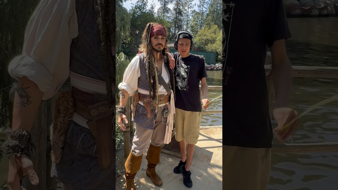 Thomas visiting Captain Jack Sparrow on Tom Sawyer Island #shorts #disneyland #autism