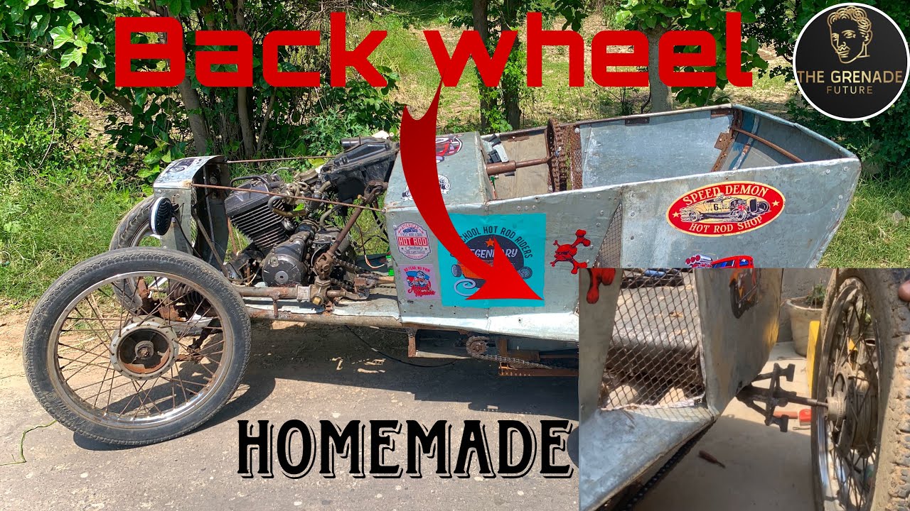 Homemade ratroad car back wheel detail / homemade car with bike engine #homemadecar