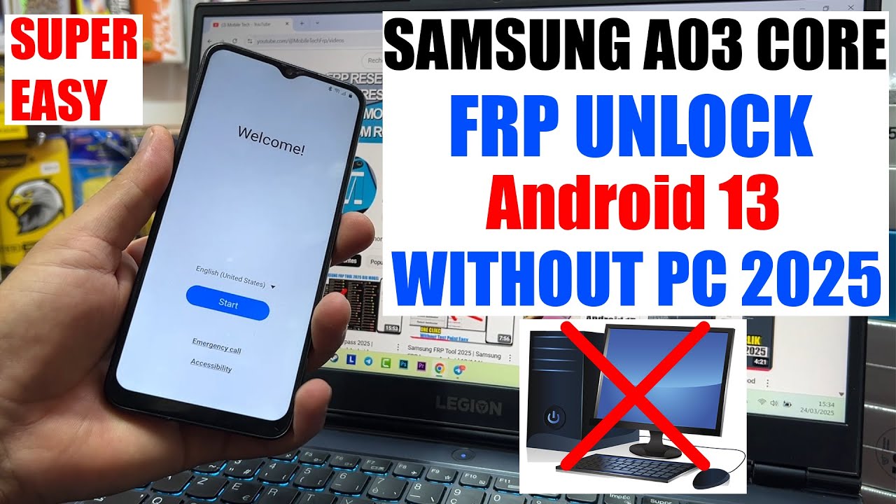 Samsung A03 Core FRP Bypass 2025, A032F Google Account Remove Without PC