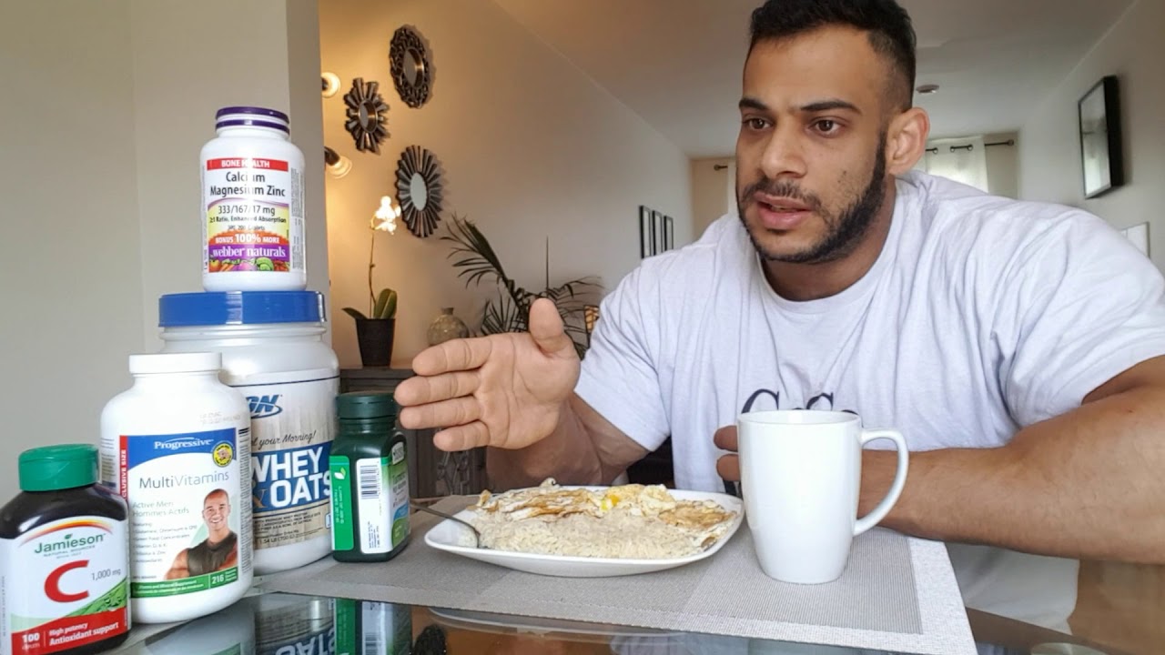Bodybuilder's BREAKFAST! فطار و مكملات بطل كمال أجسام