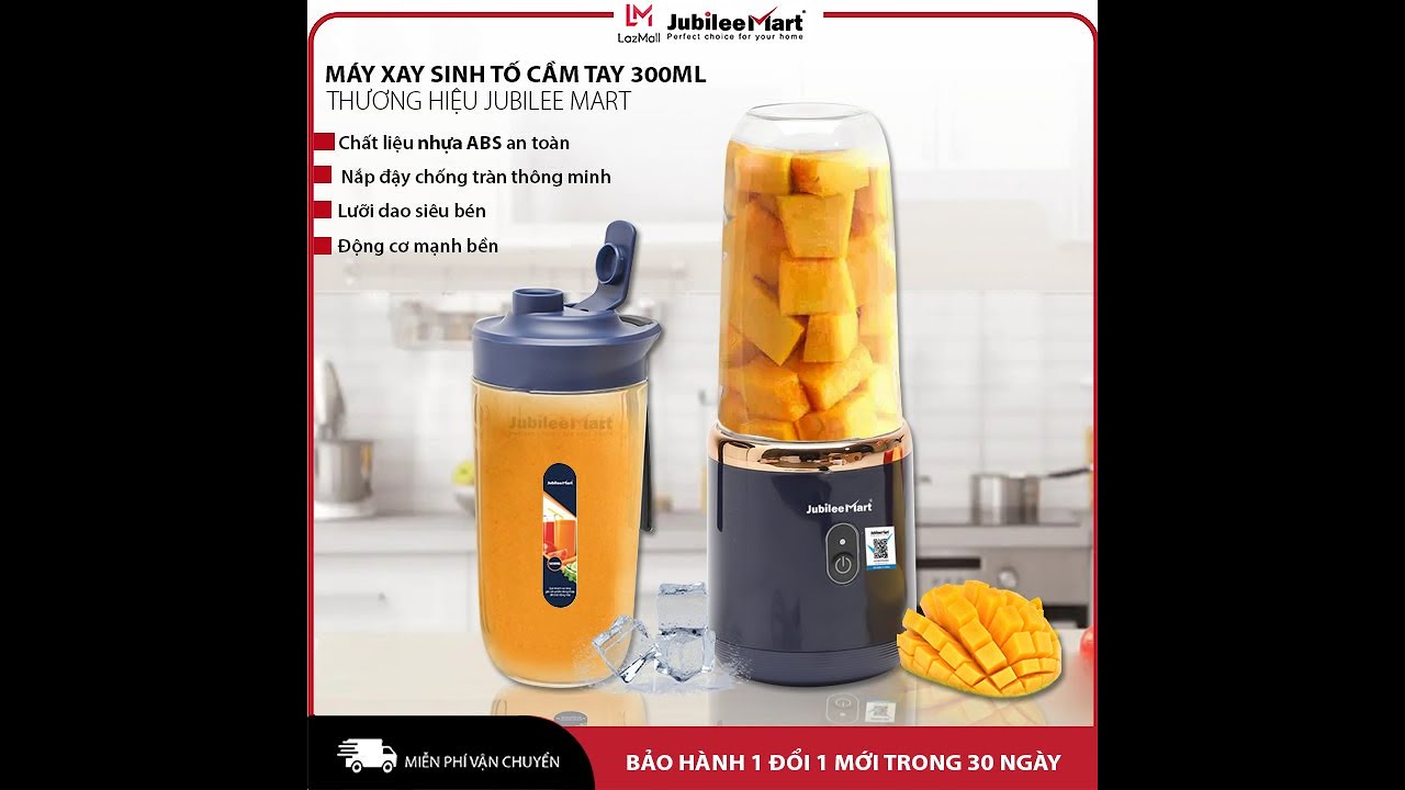 Máy Xay Sinh Tố Mini Cầm Tay Jubilee Mart 6 Lưỡi Dao Siêu Bén, Máy Xay Sinh Tố Không Dây Mini