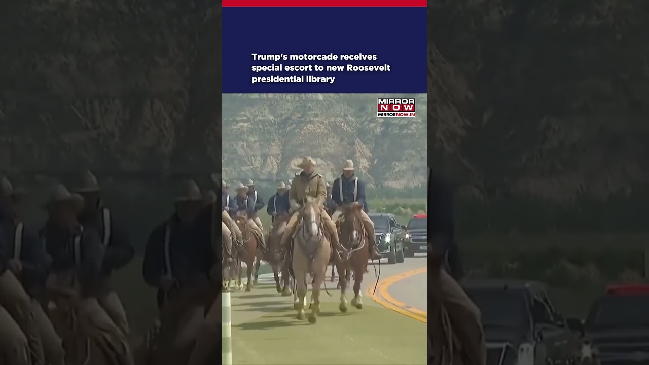 Trump's Motorcade Receives Special Escort To New Theodore Roosevelt Presidential Library #shorts