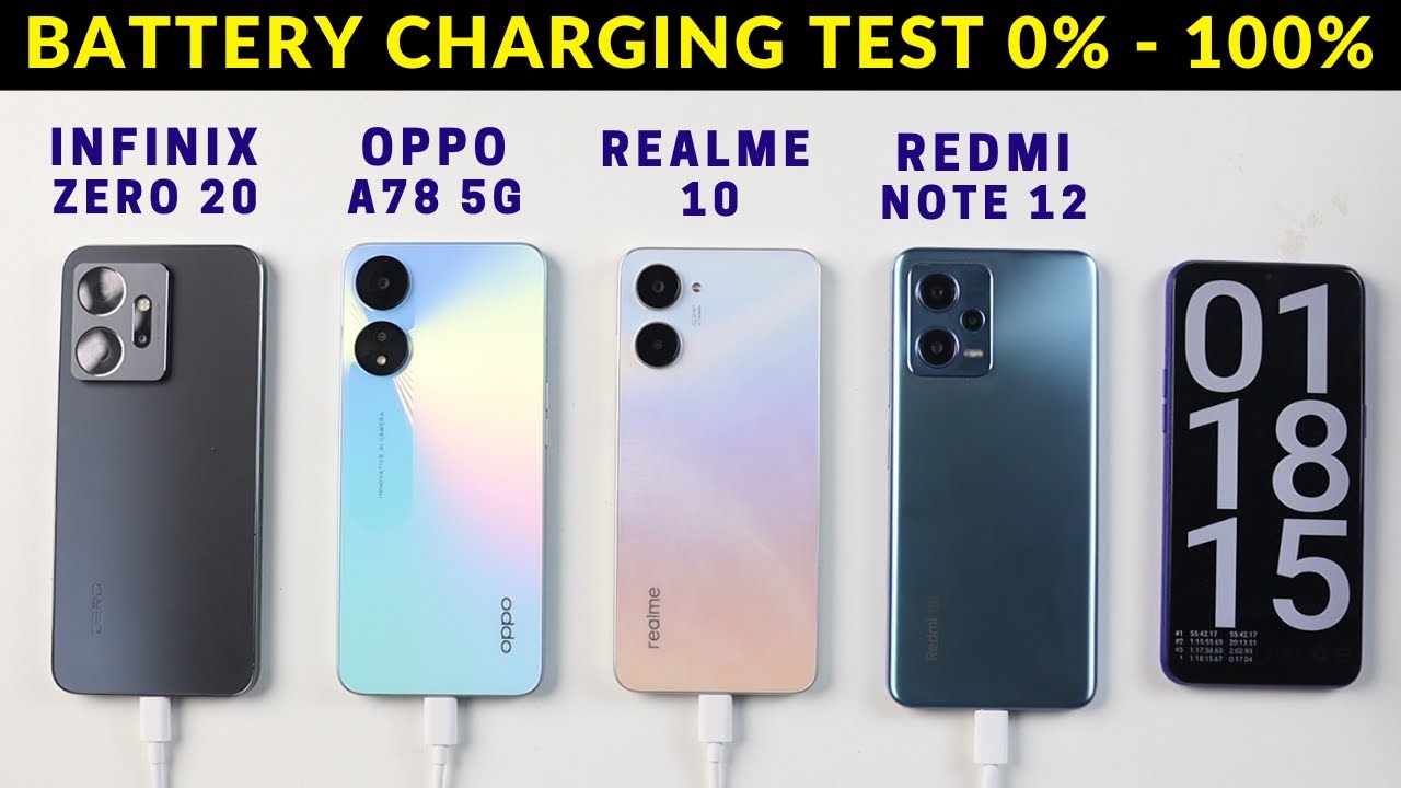 Realme 10 vs Infiniz Zero 20 vs Redmi Note 12 vs Oppo A78 Charging Test Comparison